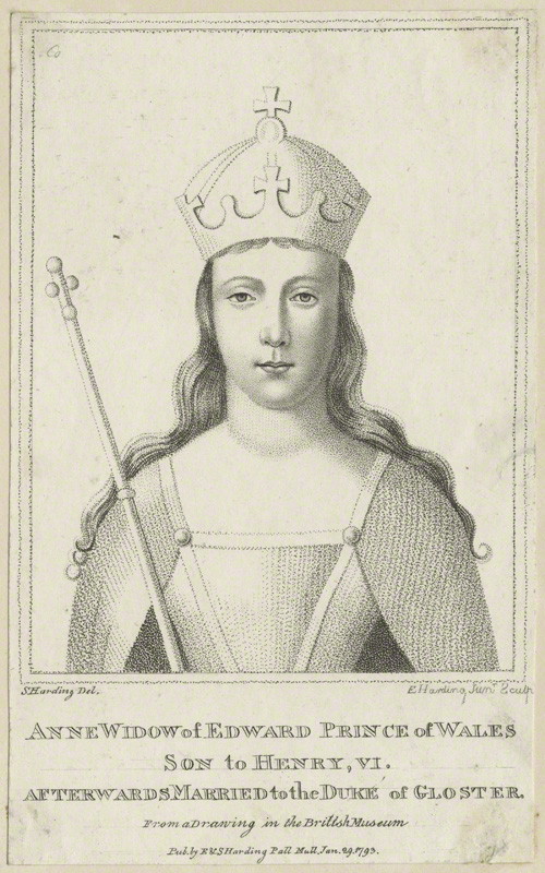 Anne Neville, Queen of England by Edward Harding Jr Anne Neville, Queen of England, by Edward Harding Jr, published by E. & S. Harding, after Silvester Harding, published 29 January 1793 - NPG D23754 - © National Portrait Gallery, London © National Portrait Gallery, London