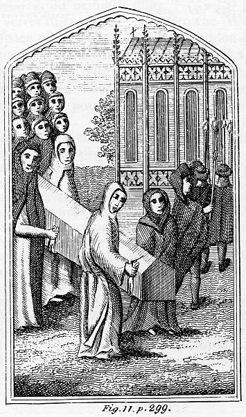 A funeral procession led by friars of Greyfriars. This 18th-century engraving may be specific to Leicester. Source: Wikimedia Commons