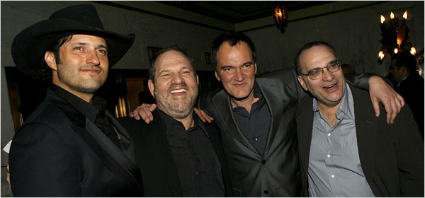 Miramax founders the Weinsteins with directors Robert Rodriguez and Quentin Tarantino