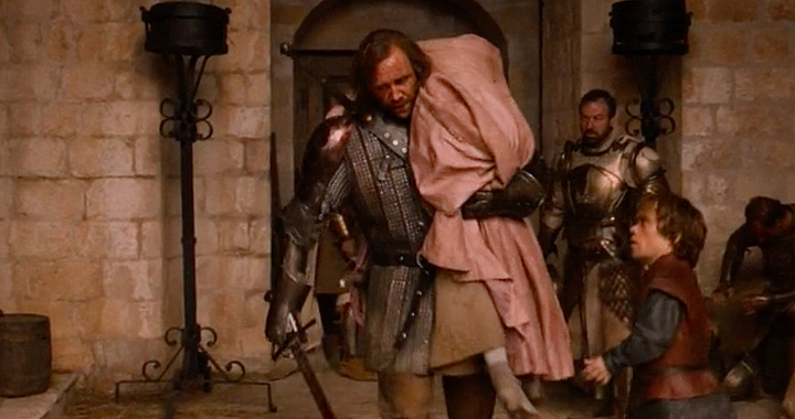The Hound rescues Sansa from rape during a riot at King's Landing