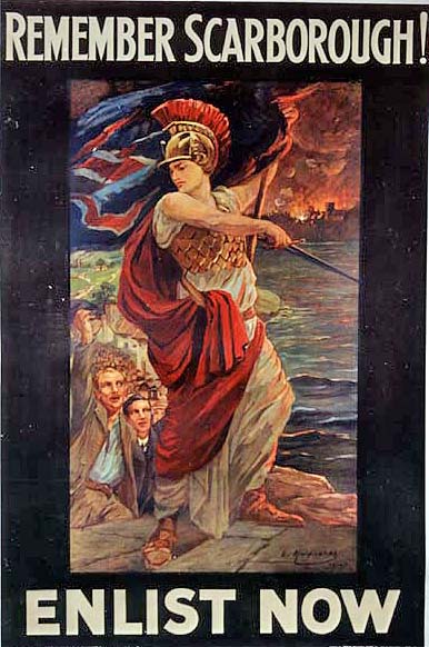 British propaganda poster following the raid on Scarborough, Hartlepool and Whitby