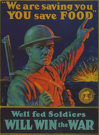 "For breakfast, the soldiers’ food was a cup of acorn coffee and 2 slices of bread, one of which they had to save for supper, soup like water, with occasionally a potato in it for dinner, and acorn coffee again for supper. They would literally starve if it were not for the parcels sent from home." A Home Front Diary p114