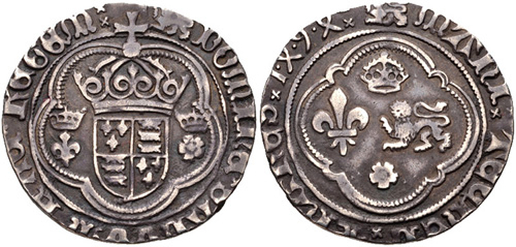 Perkin Warbeck's Groat: A silver coin supposed to have been struck by the Duchess of Burgundy for distribution among Warbeck's Followers