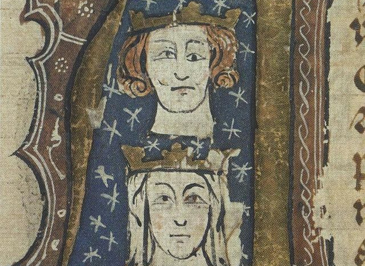 Early fourteenth-century illumination depicting Edward's parents Edward I and Eleanor of Castile