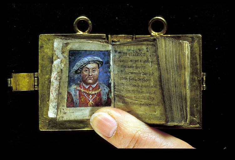 Miniature with the portrait of King Henry VIII, and the beginning of John Croke's English translation of Psalms. 