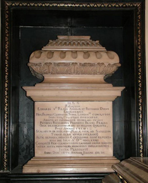 The urn at Westminster Abbey containing the remains of two children, traditionally thought to be Edward V and Richard Duke of York