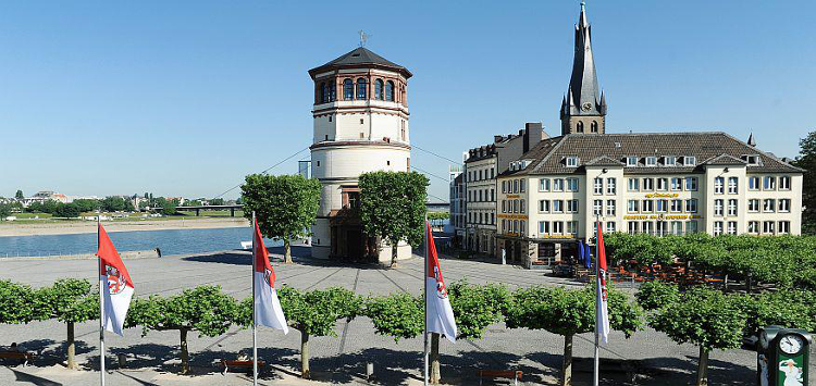 Burgplatz and the Schlossturm; all that remains of the site of Anne of Cleve’s birthplace, The City Palace of Düsseldorf